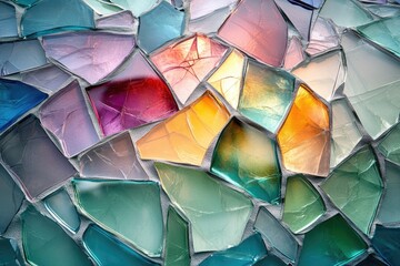 Aufkleber - A vibrant mosaic of multicolored glass pieces, arranged in an intricate pattern showcasing various shades and textures.