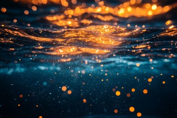 Poster - Bright shimmering reflections on water at dusk create a serene atmosphere in a tranquil setting