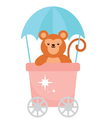 Poster - baby shower monkey cartoon