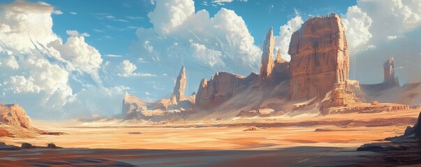 Poster - A serene desert landscape with towering sand dunes.