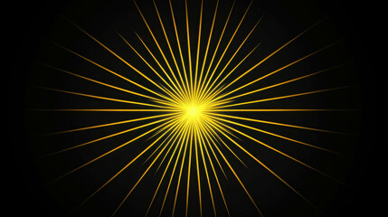 Poster - Radiant Yellow Light Beams Radiating Outward from Center in Dark Background