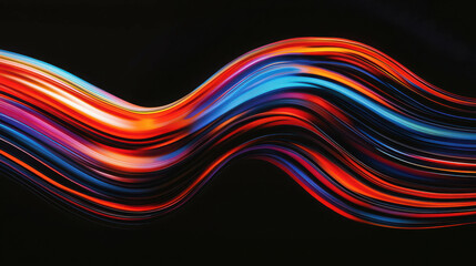 Poster - Vibrant Retro Abstract Design with Curved Lines in Bold Colors and Dynamic Flowing Patterns