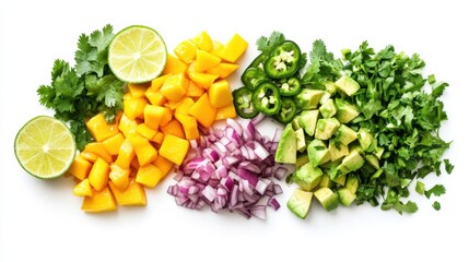 Wall Mural - A colorful mango avocado salsa with diced mango, avocado, red onion