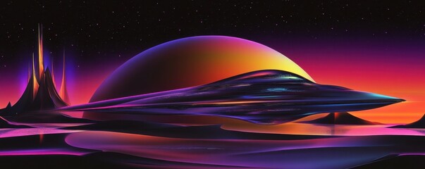 Wall Mural - a futuristic space station orbiting a distant planet, its sleek design a testament to humanity's ing