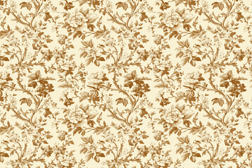 Poster - Floral Toile Tapestry Pattern. Vintage botanical wallpaper pattern. Background image. Created with Generative AI technology