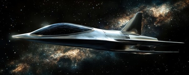 Wall Mural - a futuristic spaceship traveling through interstellar space.