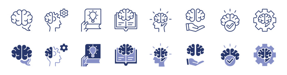 Poster - simple intelligence cognition brain thinking icon set creative idea brainstorm smart genius mind signs vector illustration