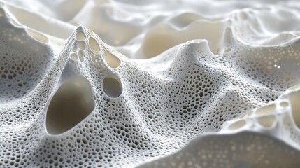 Poster - Abstract White Porous Landscape: A 3D Rendered Textured Surface