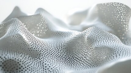 Poster - Abstract White Perforated Surface: A 3D Render of Undulating Texture