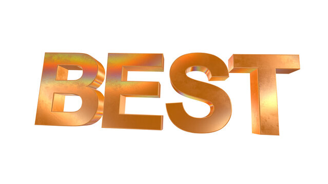 3d BEST text with golden and rainbow effects isolated on a transparent background. 3d elements for graphic design.