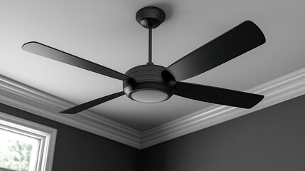 Poster - Modern Black Ceiling Fan with Integrated Light Fixture