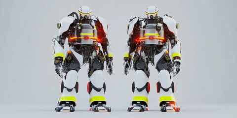 Poster - Robots equipped for rescue operations in a futuristic setting