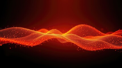 Wall Mural - Abstract energy waves, glowing orange particles, dynamic flow, dark background, digital art, futuristic, sci-fi atmosphere, motion blur, high contrast, vibrant colors, swirling pattern, ethereal light
