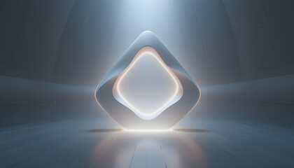 Wall Mural - 3d render, abstract minimalist shape, light background design