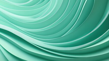 Poster - soft curving stripes in shades of green creating a 3d abstract background with smooth texture and ge