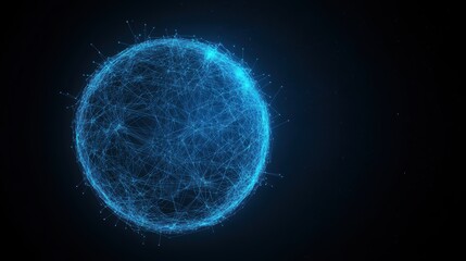 Fototapete - Abstract interconnected sphere, visualization of global network and data connections