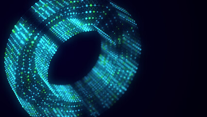 Poster - color wireframe torus with connection dots and lines. 3d geometric form. realistic isolated model. 3