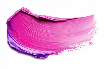 Poster - vivid swatch of thick pink and purple acrylic paint blended in creative flow across bright white bac