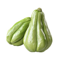 Aufkleber - A close-up image shows two whole, fresh, light green chayotes against a white background.