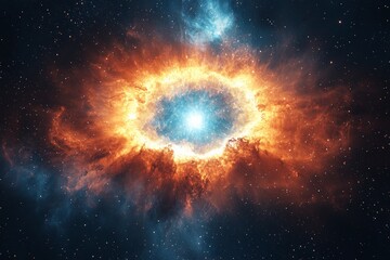 Wall Mural - an explosive nebula fills the frame with brilliant colors and swirling gases, embodying the awe of c