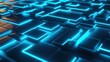 © Graphi Fusion - Neon Blue Digital Grid with Glowing Circuits in Futuristic Cybernetic Aesthetic