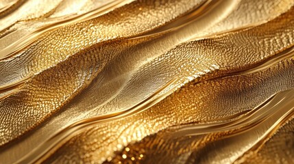 Poster - Textured Gold Waves in Chaotic Patterns with Intricate Details and Shimmering Effects for Artistic Backgrounds and Design Applications