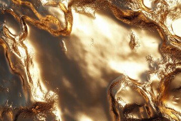 Poster - Liquid Metal Surface with Dynamic Changes in Light and Texture Ideal for Abstract Backgrounds and Artistic Visuals