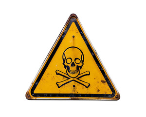 danger sign with skull and cross bones isolated on white background png.ai generated
