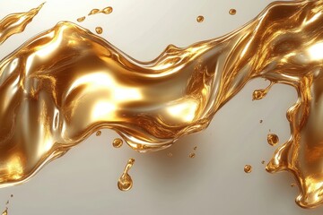 Poster - Liquid Metal Flowing in Smooth Waves with Dynamic Texture and Reflective Surface, Evoking a Sense of Movement and Change in Modern Design