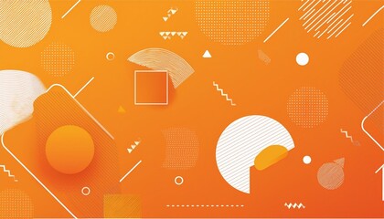Poster - Geometric memphis style modern banner with orange shapes. Generated image