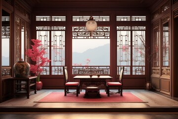 Poster - Chinese Style room furniture window chair