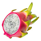 A single dragon fruit with a slice, isolated on a white background PNG.AI GENERATED