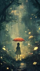 Poster - Enchanted Forest: A Girl's Journey in the Rain