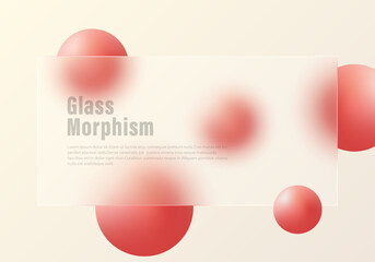 Poster - frosted glass partition with floating spheres. abstract vector background
