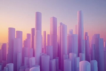 Poster - A Futuristic Cityscape at Sunset