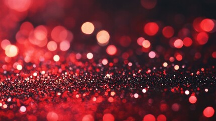 Poster - A dazzling backdrop of red glitter and bokeh lights enhances the festive mood, ideal for parties or special gatherings