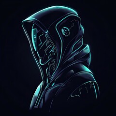 Poster - Futuristic Hooded Figure With Neon Accents