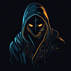Poster - A hooded figure with glowing eyes and circuit lines