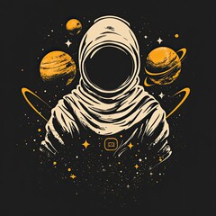 Wall Mural - astronaut in space surrounded by planets and stars