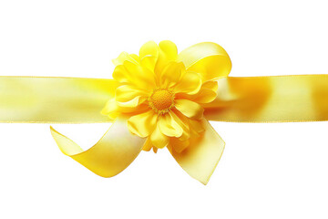 Wall Mural - vibrant yellow ribbon adorned with a decorative yellow flower. creating an eye-catching and cheerful design this composition can be used for various purposes such as gifts. decorations. or events. sym