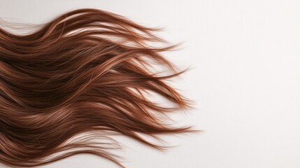 Poster - Brown hair strands display a soft, flowing texture against a clean white backdrop, highlighting their richness and movement
