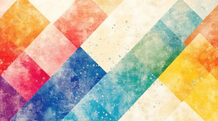 Poster - This bright geometric triangle pattern showcases a variety of colors arranged in a visually engaging manner with a textured finish
