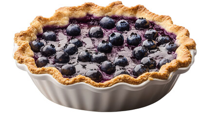 Wall Mural - freshly baked blueberry pie in a white dish. showcasing a golden-brown crust and a glossy filling filled with plump blueberries the pie is designed to be appetizing and inviting. perfect for dessert o