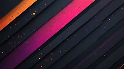 Poster - This artwork showcases a striking geometric design in black and purple, complemented by vivid bursts of color on textured surfaces