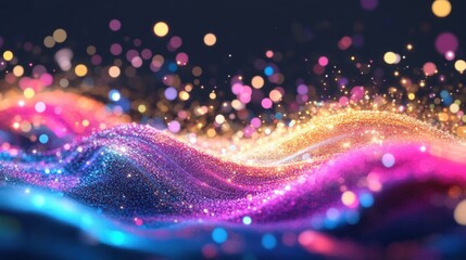 Fototapete - Colorful waves of glowing pink and purple shimmer with vibrant energy, creating an enchanting and ethereal atmosphere in motion
