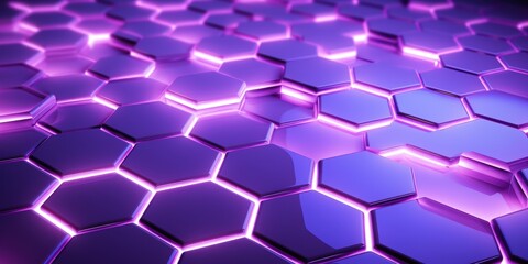 Poster - Abstract Purple Honeycomb Pattern with 3D Effect and Ambient Light for Modern Design Projects and Creative Backgrounds