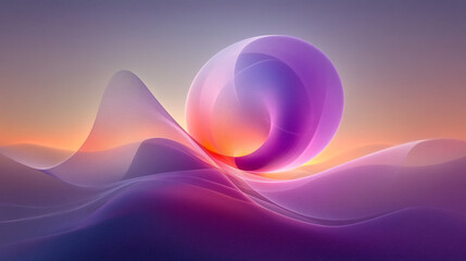Poster - Purple and orange abstract background featuring a large sphere in the center