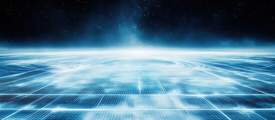 Futuristic grid landscape, starlight background, digital surface, website banner