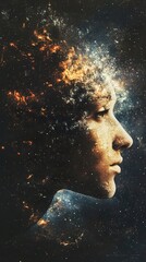 Poster - Cosmic Woman: A Surreal Portrait of the Universe Within