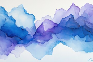Poster - Abstract Fluid Art in Blue and Purple Tones Creating Ethereal Background Design